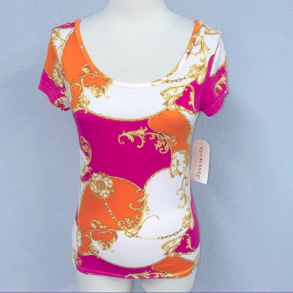 Juniors Eye Candy multicolor top sz M NWT